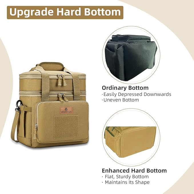 HSHRISH Lunch Bag, Large Expandable Lunch Box for Men, Durable Waterproof Leakproof Tactical Cooler Bag with Molle Webbing, Lunch Box for Men Work Outdoor Picnic Hiking Camping, 24 Can/16 L, Brown