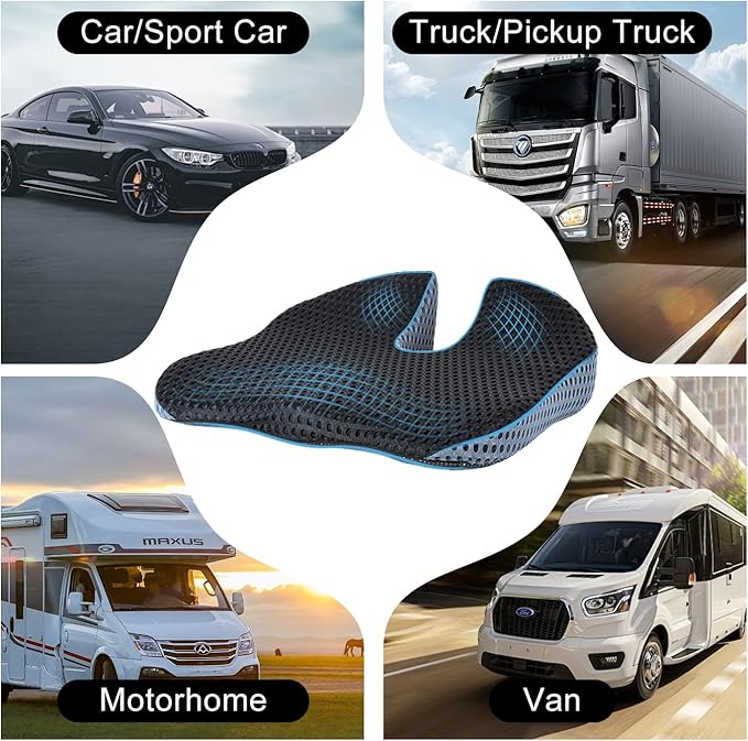 Car Wedge Seat Cushion Memory Foam Coccyx Orthopedic Seat Pillow for Office Chairs, Wheelchair, Kitchen Chairs, Recliner, Car Seats