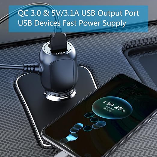 Dash Cam Mini USB Power Cable, Left Angle 90 Degree Mini USB with Dual USB Port Fast Power Supply, for 12V-24V Car and Truck Dash Cam, GPS Navigator, MP3 Player and Other USB Devices
