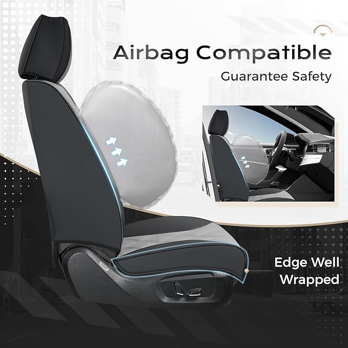 Coverado Car Seat Covers, Front Covers for Cars, Car Seat Cover Front Seats, Automotive Seat Cover, Waterproof, Leather Car Seat Cushion, Universal Interior Covers Seat Protectors for Most Cars