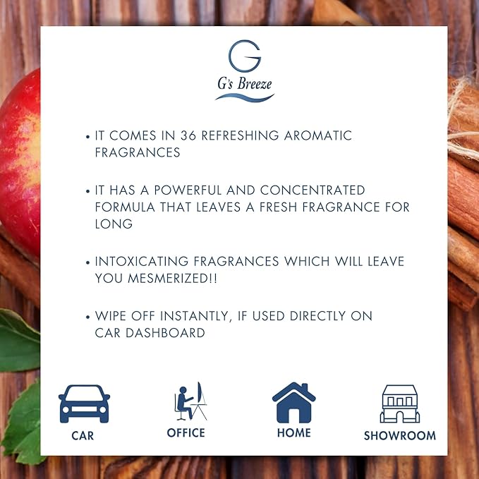 G's Breeze Red Apple Cinnamon Air Freshener – Blend of Ripe Apples & Spicy Cinnamon Scent – Cozy and Inviting Fragrance for Home, Car, or Office – Long-Lasting Freshness for Every Season