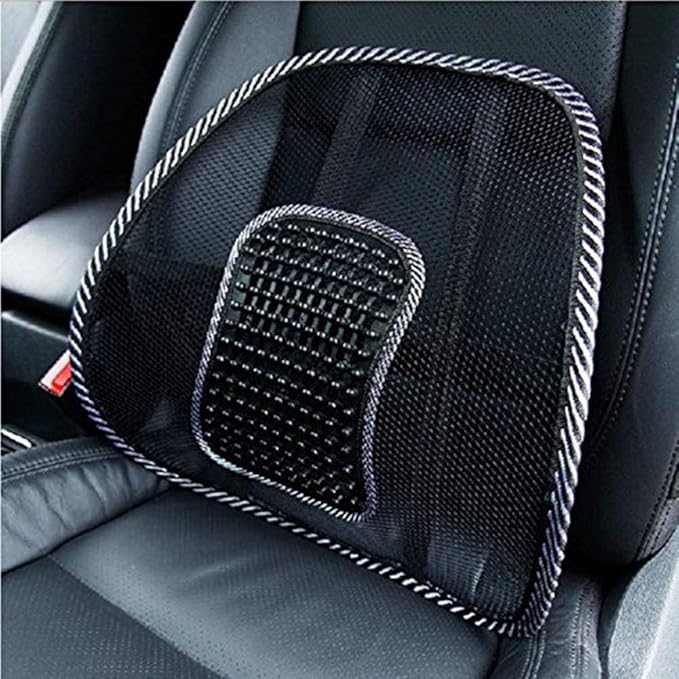 Tbest Car Ice Silk Hole Mesh Lumbar Cushion Breathable Auto Seat Waist Support Massage Pad for Office and Seats Black 40x40cm (Black)
