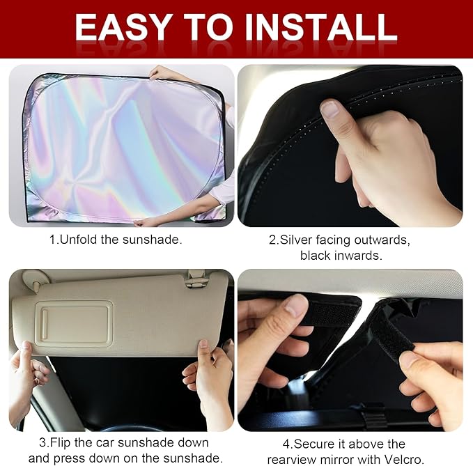 Car Windshield Sunshade for Tesla Model Y/3 - Folding Front Window Sun Shade Cover with Upgraded UV Protection Fabric, Professional Accessories for Tesla Model 3/Y 2016 to 2026 with a Storage Bag