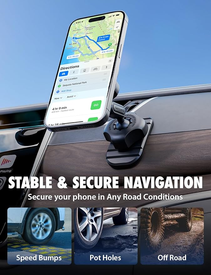 Bracketron MagAlign Pro MagSafe Car Mount Vent & Dash - Magnetic Phone Holder for Car Vent, Air Vent Phone Mount with 360° Rotation, One-Handed Operation for All Phones