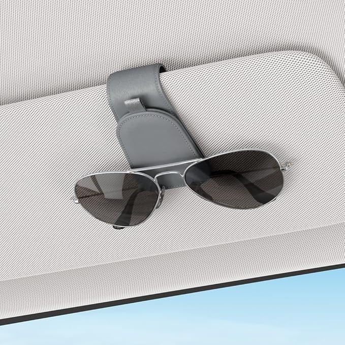 Sotfamily Sunglass Holder for Car Visor, Suede Cloth Magnetic Sunglass Organizer for Car Accessories, 2 Packs, Gray