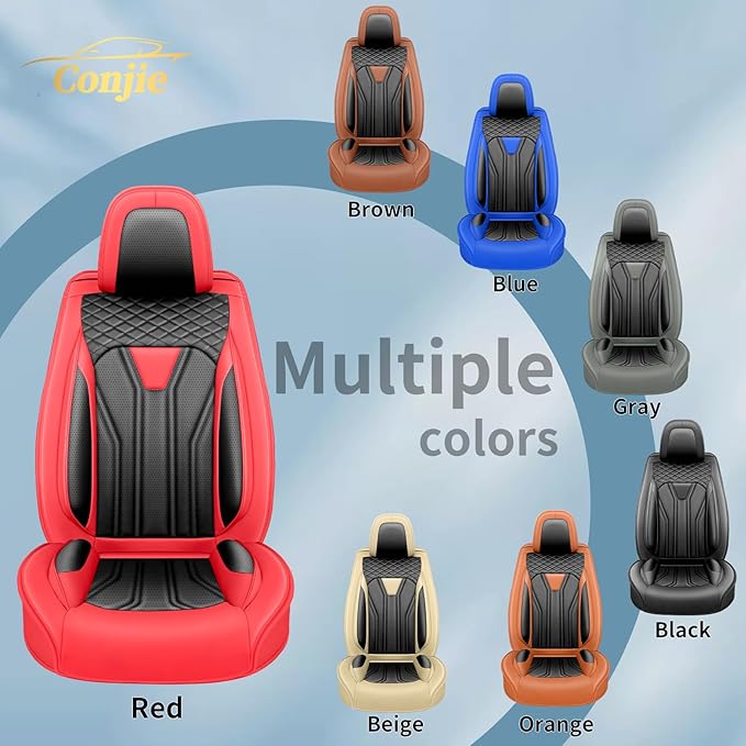 Fit CRV Car Seat Covers Premium Leather for Honda CRV cr-v 2011-2025 2026. Waterproof， Breathable, Scratch-Resistant & All-Weather Seat Cushion Protector (Front Seat,Red&Black)