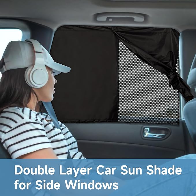Car Window Shades for Baby, Side Window Sun Shades Blocks Heat and UV Rays Glare,Magnetic Car Privacy Safe Curtains for Back Windows, Camping Accessories