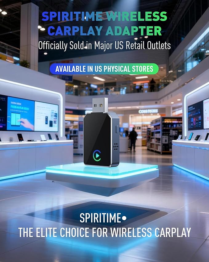 SPIRITIME Wireless CarPlay Adapter for iPhone, 2026 Upgraded 2-in-1 Android Auto CarPlay Wireless Adapter, Convert Wired to Wireless, Fast & Stable, Plug & Play (Space Gray)