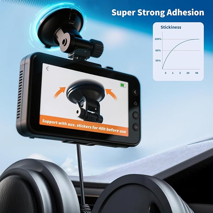 4Pcs Heavy Duty Dash Cam Adhesive Pads - 248°F Heat Resistant Sticky Tape for Windshield, Car Mounts & GPS, 60% Stronger Grip, No Residue, Universal Fit for All Dash Cams (2.2 inch Round)