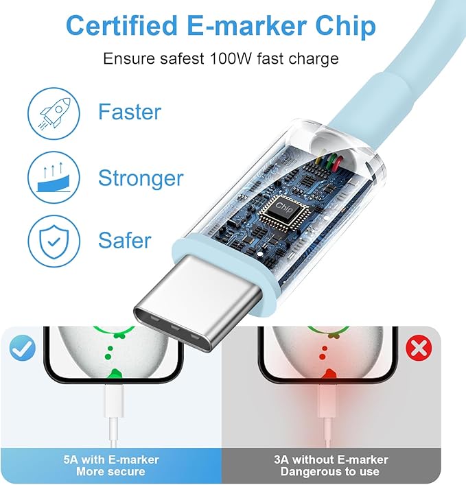 iPhone 17 16 15 Charger Fast Charging 3+3Pack Type C Charger USB C Chargers Block with 10FT Cable for iPhone Air/17/17 Plus/17 Pro/17 Pro Max/16/16 Plus/16 Pro/16 Pro Max/15/15 Pro Max/iPad Pro (Blue)