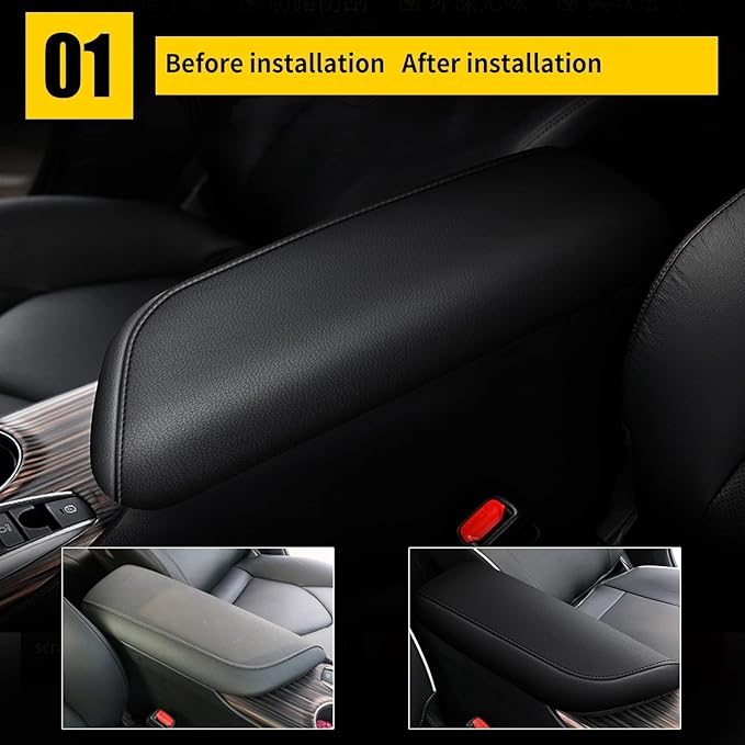 AOMSAZTO Center Console Cover Customized Armrest Cover Compatible with 2018-2024 Toyota Camry, Leather Arm Rest Covering for Car, Well-Make Durable Console Cushion Pad, Black