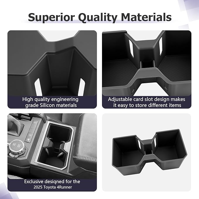 LUWU 2026 4Runner Center Console Cup Holder Compatible with 2025 2026 Toyota 4Runner Interior Accessories Center Console Silicone Cup Holder Insert 4Runner 2026 Accessories 4 Runner 2026 Accessory