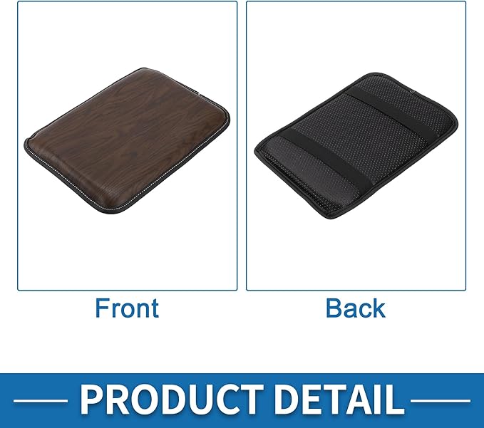 Car Armrest Cushion Pad Non-slip 11.81" x 8.27" Faux Leather Brown Center Console Lid