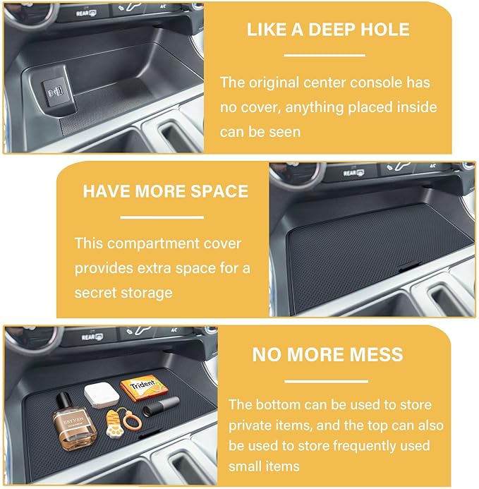 Center Console Organizer Compartment Cover for Ford F150 2021-2025 2026/Lightning XLT PRO 2022-2025 Accessories Interior Hidden Panel Secret Pocket Lid (Fits The Open Pocket in Front of The Shifter)