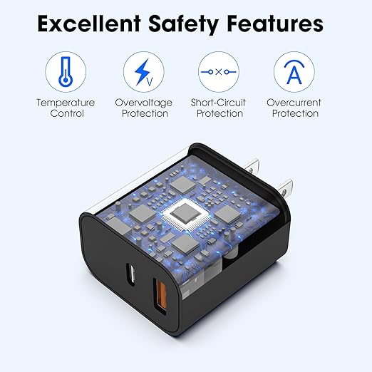 iPhone 17 16 15 Charger Fast Charging,20W USB C Wall Charger Block with 6ft Type C to C Cable Cord for Apple iPhone 17/17 Pro/17 Pro Max/17 Air/16/16 Plus/16 Pro/16 Pro Max/15 Pro Max/iPad Pro Black