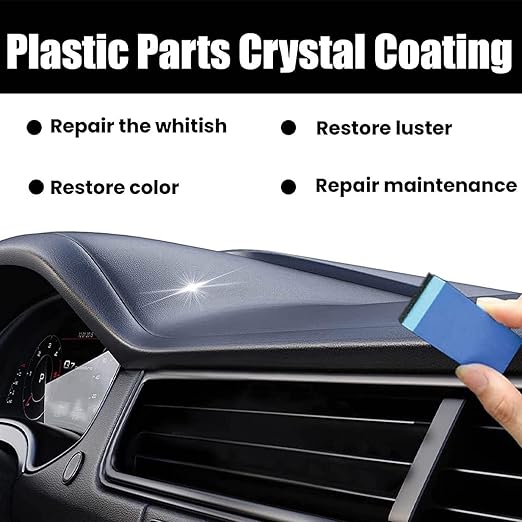3Pcs Crystal Coating for Car, Plastic Parts Crystal Coating, Cristal para PláStico Del Carro for Car, Great Gloss Protection, Long Duration Refurbish Agent with Spong