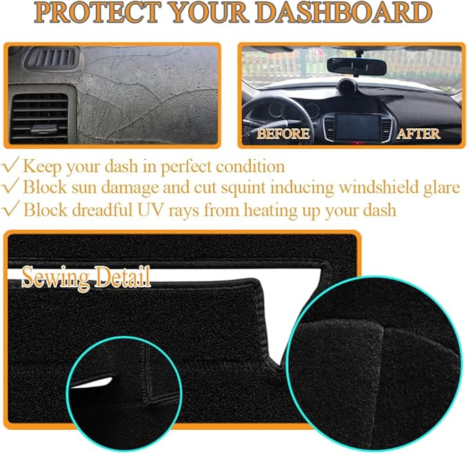 Dash Cover Mat Pad for Toyota 4Runner 2003 2004 2005 2006 2007 2008 2009 Dashboard Cover Pad Cap Carpet Protector (Black) Y17