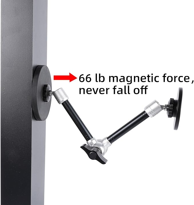 Dual Magnetic Phone Holder for Magsafe, Heavy Duty Phone Mount with 10" Long Magic Arm for Gym/Truck/Tractor/Forklift/Boat, Compatible with iPhone 16 15 14 13 12 Series, Magsafe Cases