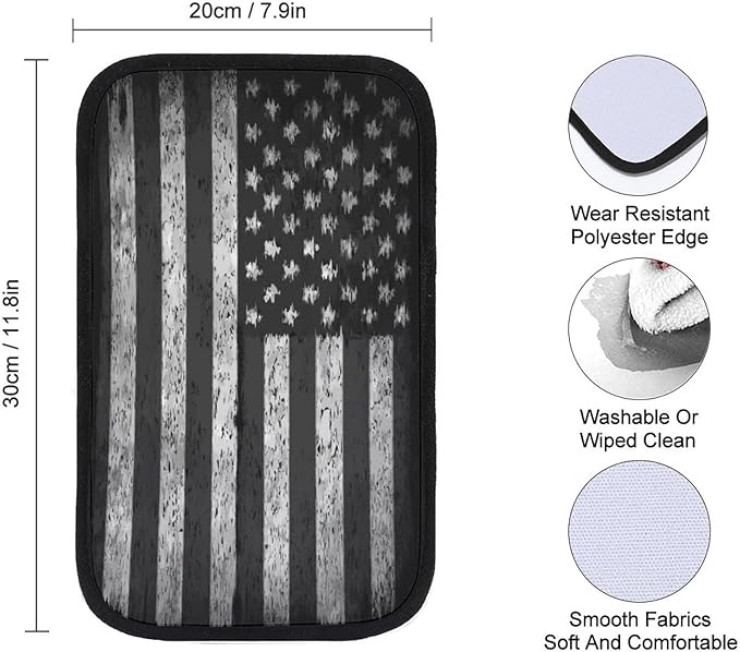 for Vintage Retro American Flag Black Car Center Console Armrest Cover Car Handrail Box Cushion Handrail Box Armrest Cushion Middle Consoles Protector for Most Car