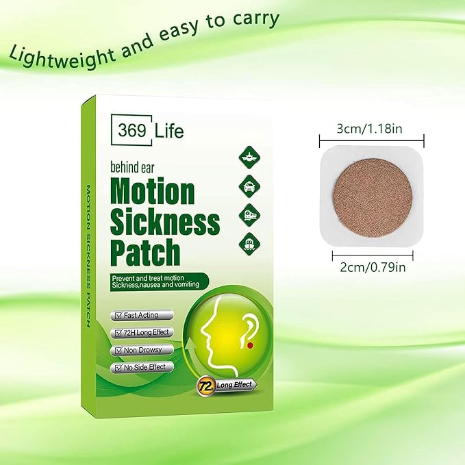 369 Life Motion Sickness Patches for Car and Boat Rides, Ships, Cruise and Airplane & Other Forms of Transport - Travel Essentials, for Adults and Kids (36 Count)