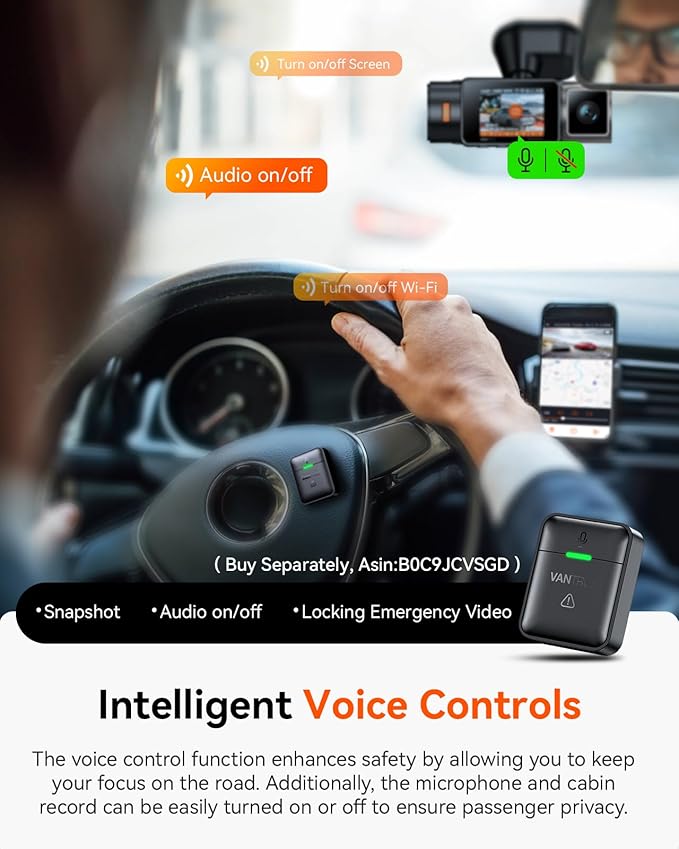 Vantrue N2X 2.7K Dash Cam Front and Inside, 5G WiFi Dual Dash Camera for Car with HDR IR Night Vision, STARVIS 2, GPS, 2.5K/60FPS, G-Sensor, 24/7 Parking Mode, Voice Control (Renewed)