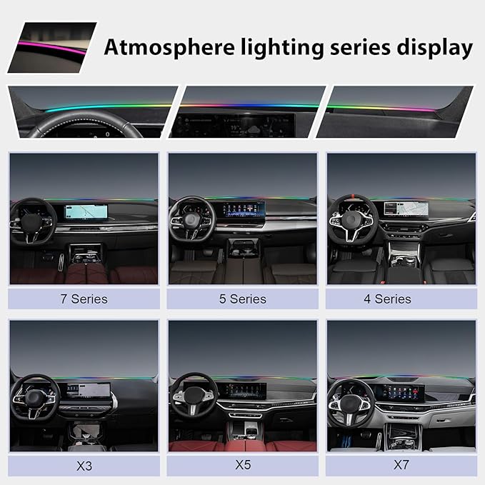 JYCDC Dashboard Ambient Light Strip with OBD Plug-in, RGB Interior Car LED Light Bar, App Control Music Sync, Compatible with BMW 1, 2, 3, 4, 5, 6 Series, X3, X4, X5, X6 & More Interior Accessories
