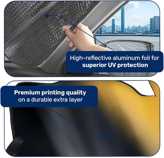 GENANY Yellow Eyes Windshield Sun Shade for Car SUV Truck (55x30 Inches), Sun Shade Windshield, Shades for Front Windows, Protector Blocks UV, Car Decor