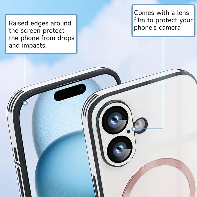 Guppy Compatible with iPhone 17 Magnetic Case, with Full Camera Lens Protector [Compatible with MagSafe] Scratch Resistant Gradient Glass Back Cover Phone Case-Pink