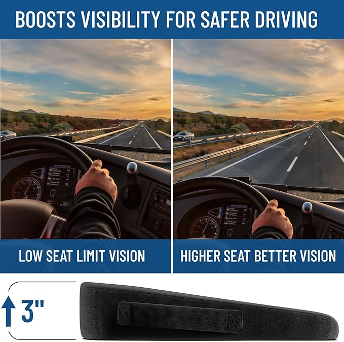 Everlasting Comfort Memory Foam Car Seat Cushion - Tailbone Pain Relief, Driving Seat Cushion for Short People - Office, Wheelchair, Gaming Chair, Travel - Non-Slip, Washable Cover