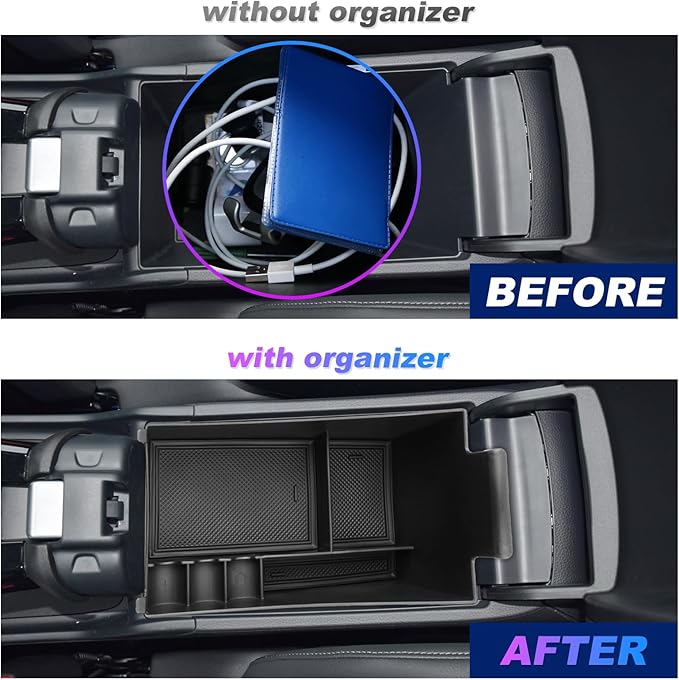 SXCY for 2023-2025 2026 2027 HRV HR-V Center Console Organizer Tray for 2023-2026 2027 Honda HRV HR-V Accessories Armrest Console Tray Storage Box 2023-2026 2027 HRV HR-V Console Organizer Black