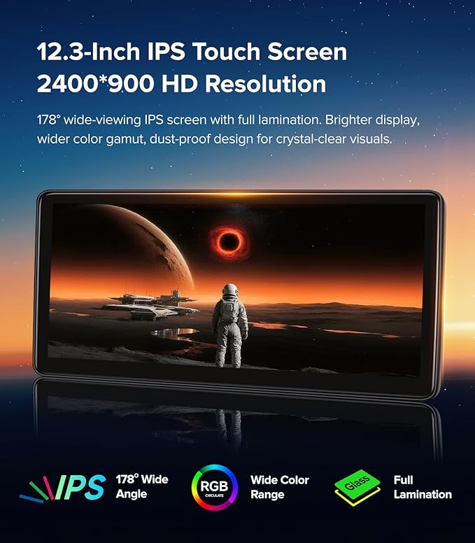 12.3" Android 13 Car Stereo CarPlay for Audi Q5 SQ5 8R (2009-2017) with MMI 3G Multimedia System-4G+64G Radio Upgrade, Wireless CarPlay Android Auto, 2400x900 Blue-Ray IPS Screen, Retains OEM Knob
