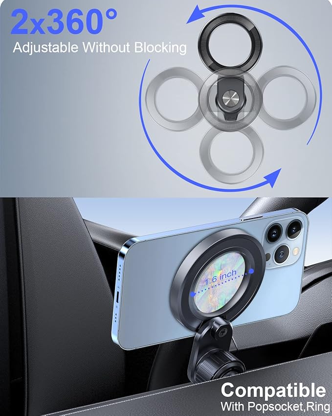OQTIQ for MagSafe Car Mount, 360° Adjustable 17 N52 Strong Magnets, Air Vent Phone Mount Compatible with iPhone 12-17 Series and Phones with MagSafe Case