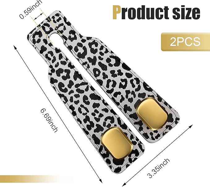 2 PCS Car Seat Back Storage Headrest Hooks, Multi-function Backseat Hanging Organizer for Bag & Phone, Leopard Print Suede Leather Hook, Hidden Storage Accessory for Cars (Black)