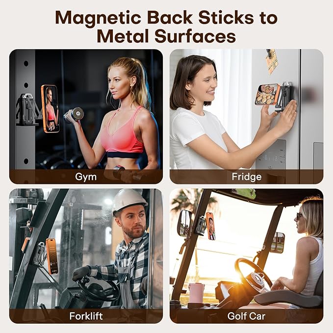 OMOTON TP02 360°Rotating for MagSafe Tripod, New Upgrade with 1/4" Screw Arca, Adjustable Magnetic Phone Tripod for iPhone 17/16/15 Pro Max Air, Foldable Selfie Stick Fits Vlog, Gym, Black Pro