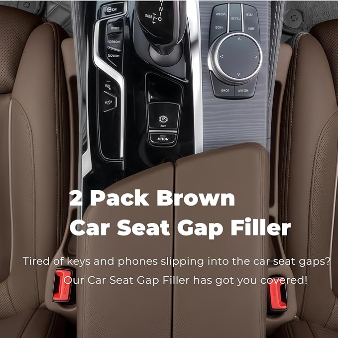 EnzeroTools Car Seat Gap Filler, 2-Pack No-Drop Seat Side Gap Seam Filler Organizer with Phone Holder, Universal Fit Fill The Gap Between Seat & Console, Perfect for Car, SUV, Truck