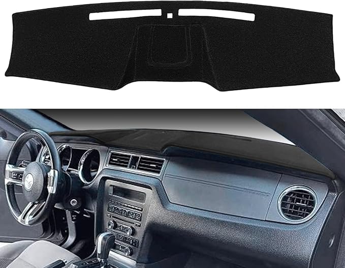 Dash Cover Mat Custom Fit for Ford Mustang with Center Sensor, Dashboard Pad Cap Carpet Protector (Black) J229