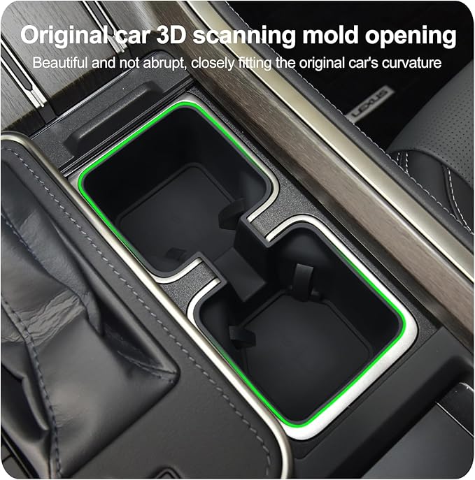 smabee 3PCS Fit for 2024 2025 2026 Lexus GX 550 GX550 Center Console Cool Box Organizer + Wireless Charging Protective Mat + Cup Holder Insert Accessories Black