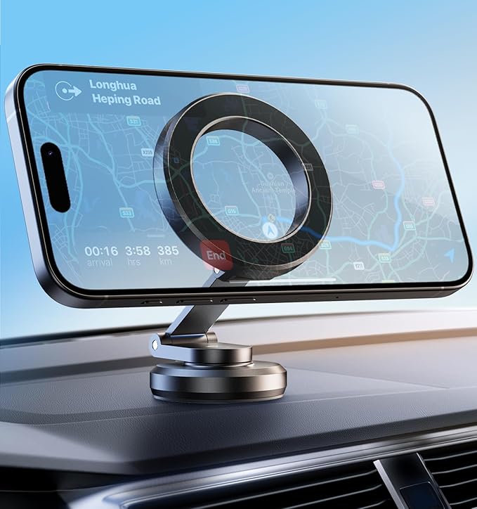JUHOO Phone Holder for Car Magnetic Rotatable and Retractable, Fits iPhone 15, 14, 13, 12, Pro, Mini, MagSafe Case