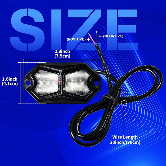 Led Rock Lights White 4 Pods 18LEDs 210 Degree Wide Angle IP68 Waterproof Aluminum Housing Underglow Underbody Lights 12v 24V for Truck UTV ATV Camper (4 Pods)