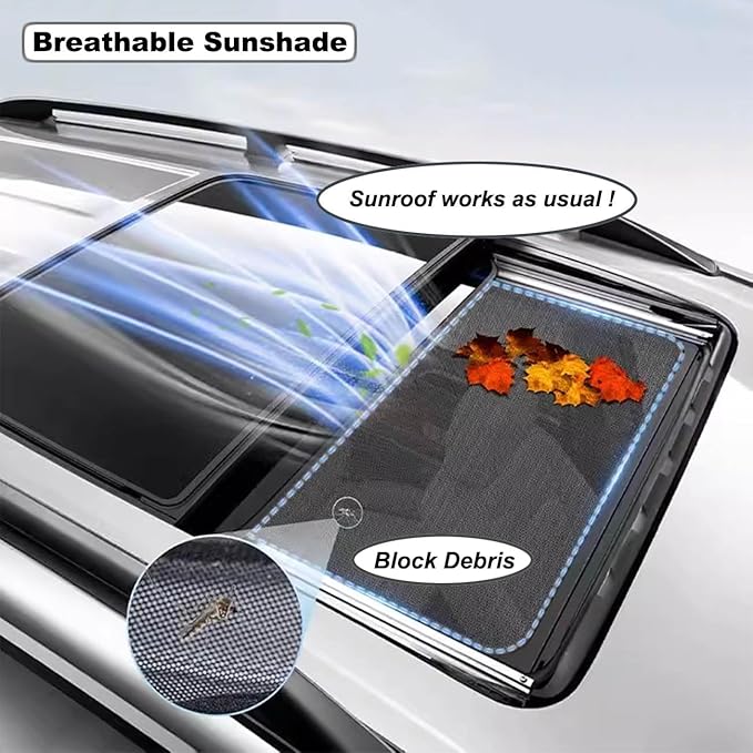 Car Sunroof Compatible with Q5 2017-2009 5-Door SUV, Foldable Glass Roof Sunshade with Storage Bag, Heat Insulation Sun Protection Roof Interior Sunshade