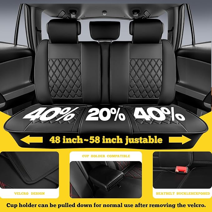 LINGVIDO Car Seat Covers Full Set (5 Seats) - Premium Perforated Nappa Leather, Waterproof Shield, Omni-Adapt Fit SUVs Sedans, Ultimate Family & Pet Protection