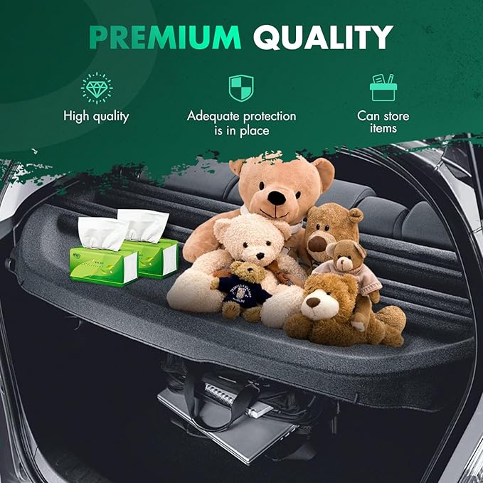 Cargo Cover for 2014-2017 Fit for Ford Fiesta 1.0L 2011-2019 Fit for Ford Fiesta 1.6L Retractable Rear Trunk Cargo Shade Luggage Security Cover Shielding Waterproof