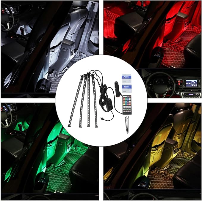 MAGICLULU LED Car Interior Light Strip Kit 72 LED Remote Control Ambient Lighting for Cars Adjustable Color Easy to Install Decorative Trim Lights