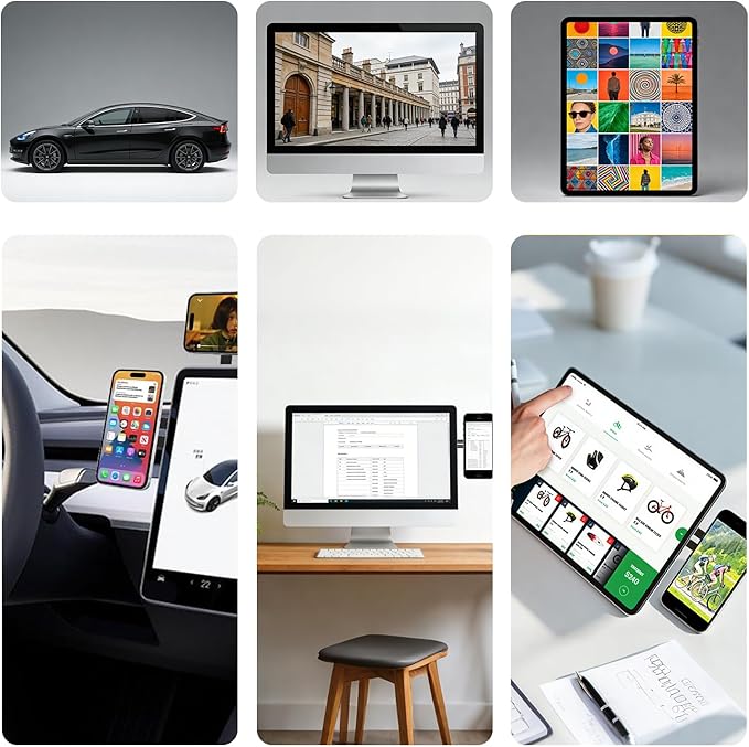 Magnetic Laptop Phone Holder Mount for Dual Screen, 180° Adjustable Edge Computer Phone Holder for Monitor's Top and Side, Extended Laptop Stand Accessories for iPhone 12-17 All Phones
