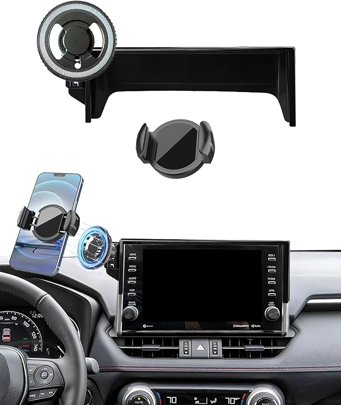 Magnetic Car Phone Mount for Toyota RAV4 2022 Accessories, for MagSafe Strong Magnets Cell Phone Holder 9-Inch Touch Screen Cradles, with Portable Phone Gripper 360° Rotation