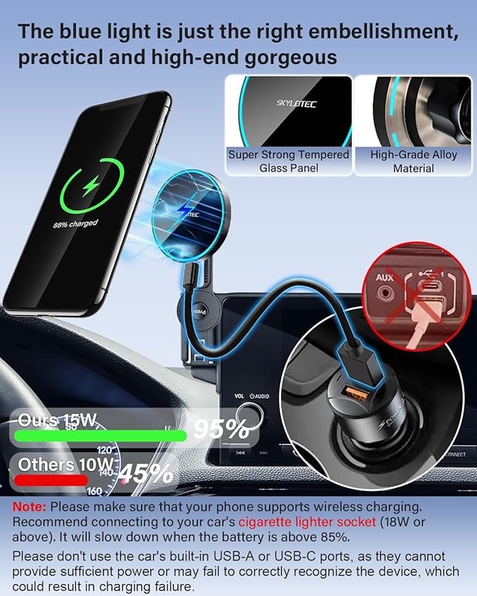 Phone Holder for VW Volkswagen Atlas/Altas Cross Sport 2024 2025 Accessories 12-Inch Screen Fixed Clip, Car Magnetic Phone Mount Compatible with MagSafe, Magnets Fast Wireless Charger Cell Phone Base