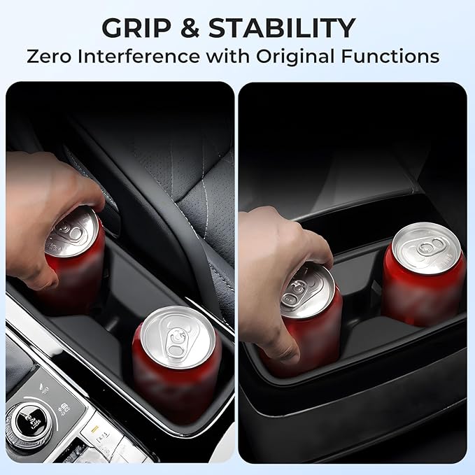 Cup Holder Inserts for KIA Telluride 2025 2024 2023 2022 2021 2020, Front & Rear TPE Center Console Interior Accessories Cup Holders Covers Protector for 2020-2025 Telluride, Black