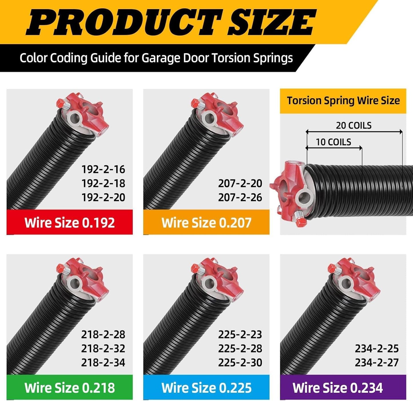 Pair of 2"Garage Door Torsion Springs Set with Non-Slip Winding Bars, Electrophoretic Coated (0.218X2"X28")
