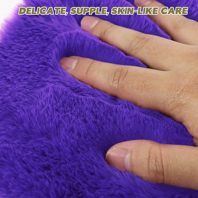 wuyaoyao Sheepskin Car Seat Cushion, Soft Comfort Fur Wool Car Seat Covers, Winter Warm Auto Front Seat Cushion Pad, Fuzzy Seat Bottom Protector Universal for Vehicle Office Chair (Purple)
