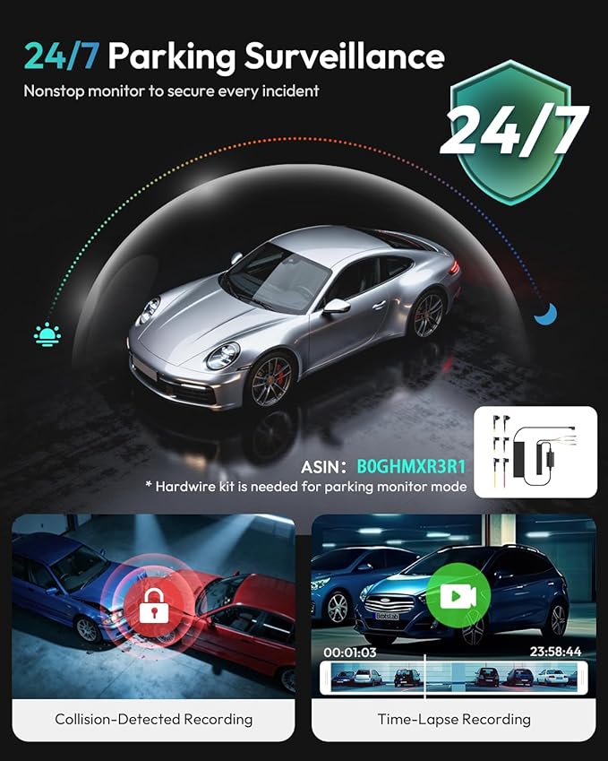 BOTSLAB 4K Dash Cam Front and Rear, 64GB SD Card Included, 170° Ultra Wide 4K+2K Dashcam with ADAS, Night Vision, 24/7 Parking Mode, IMX415 STARVIS Sensor, WDR, 5.8GHz WiFi,Built-in GPS,Loop Recording